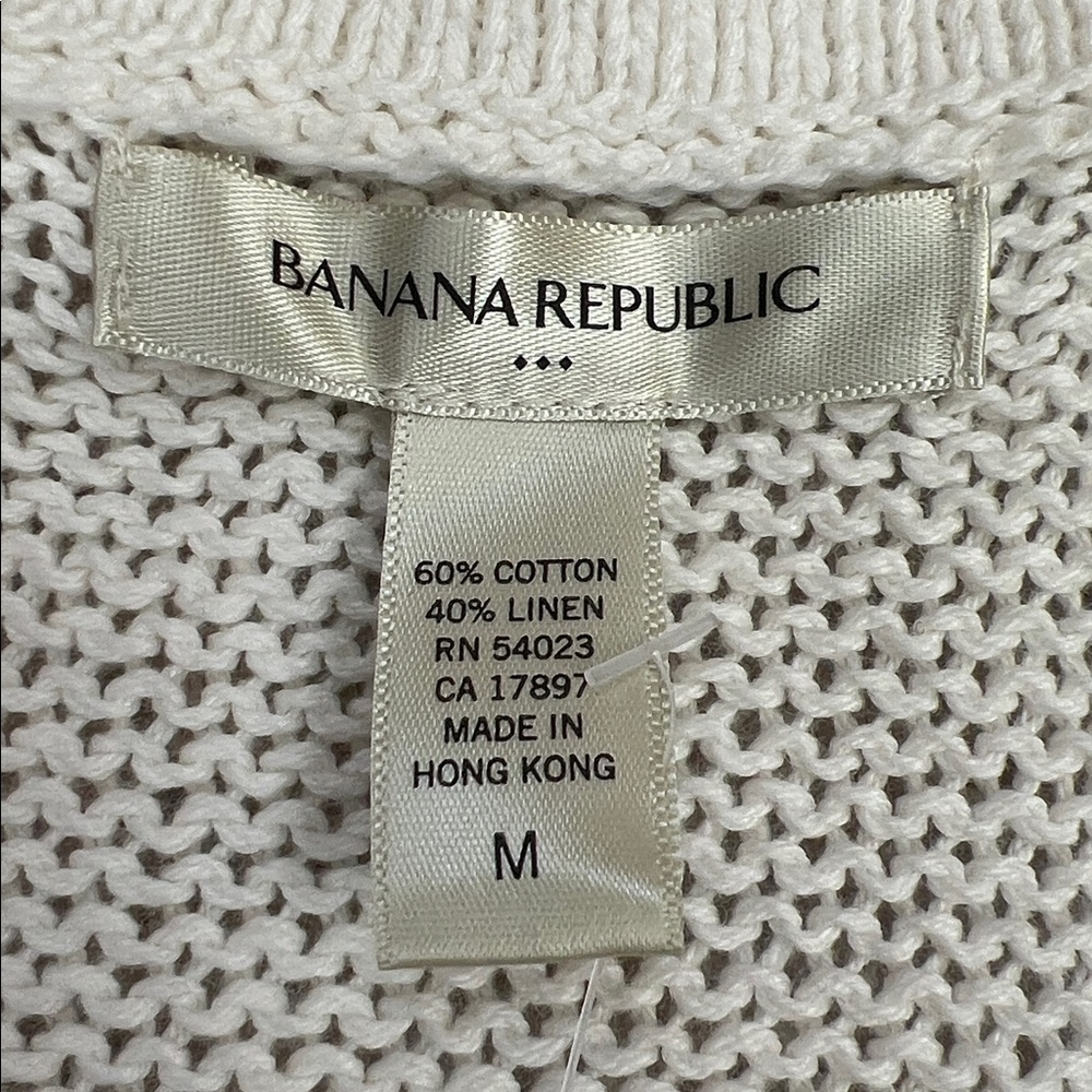 White Short Sleeve Cardigan cotton linen blend Size Medium, New - Picture 3 of 16